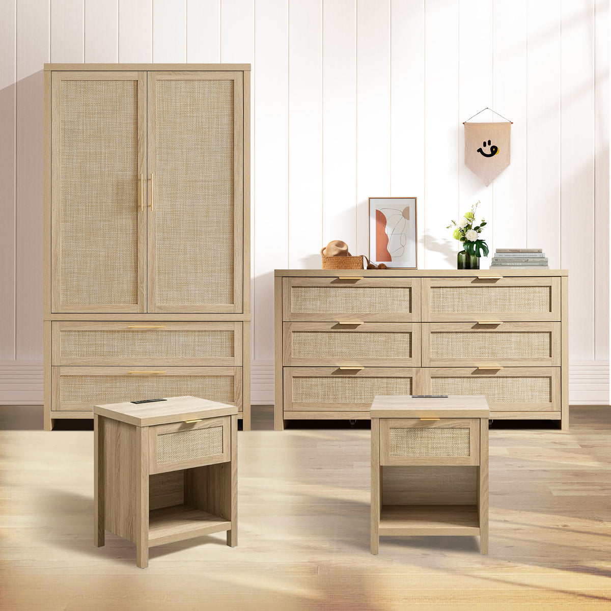 Savanna 6-Drawer Dresser, Wardrobe and 2-Drawer Nightstand Set