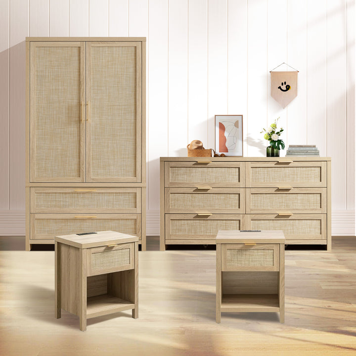 Savanna 6-Drawer Dresser, Wardrobe and 2-Drawer Nightstand Set