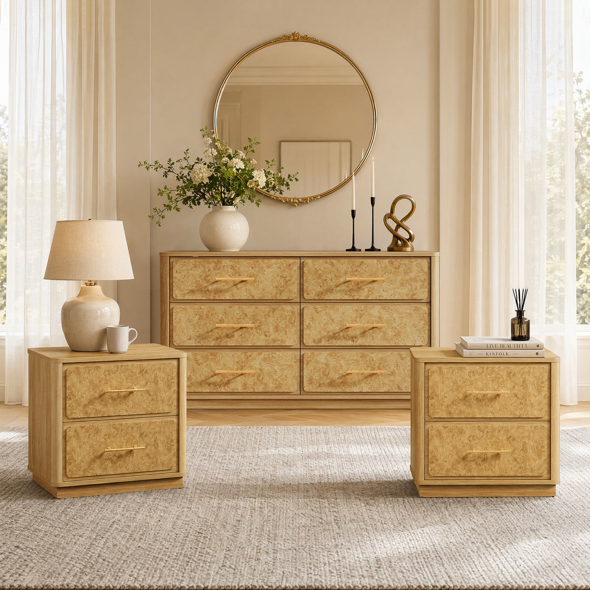 Burluxe Luxury Modern Dresser and Nightstands Sets