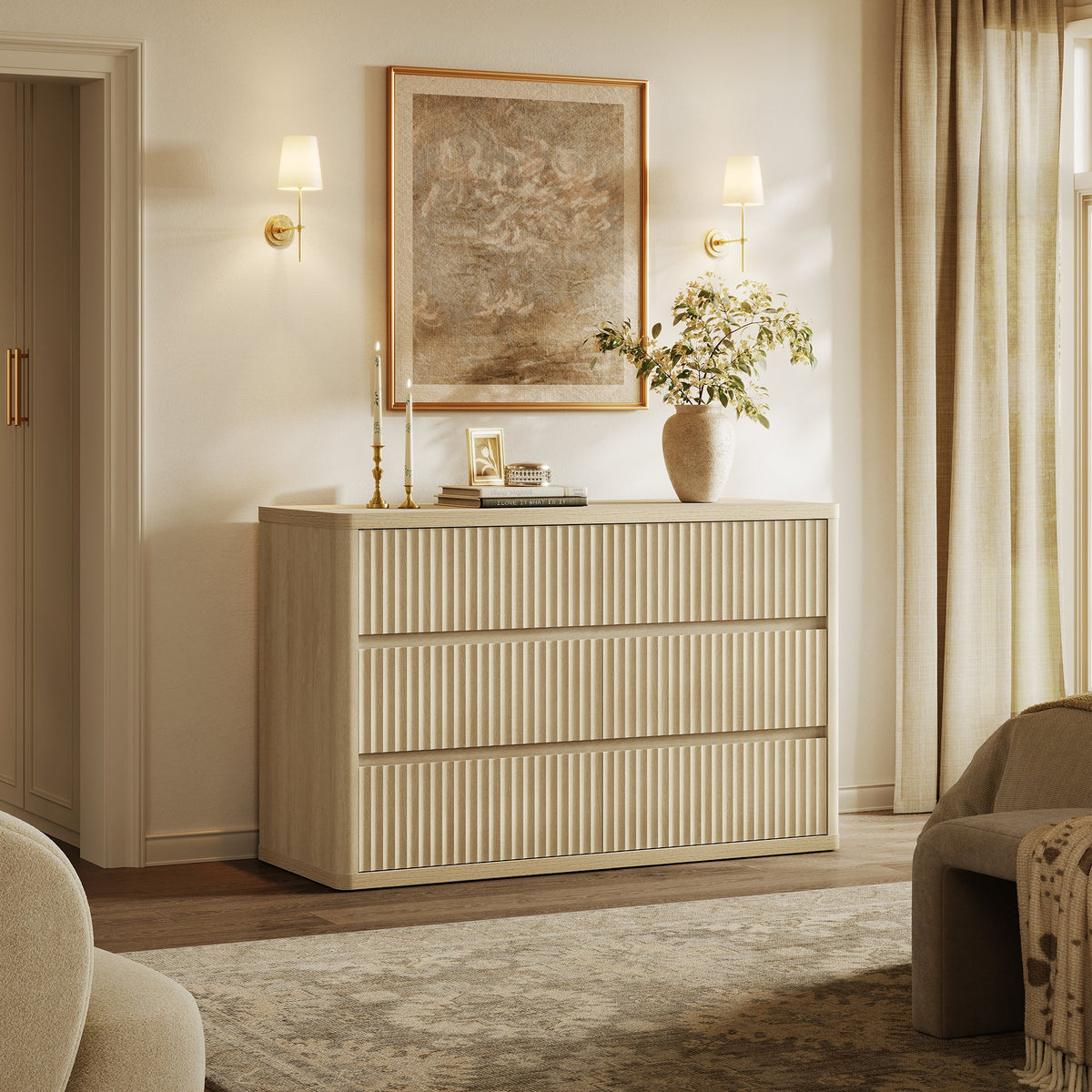 Cas 53.5'' Wide Chest of 6 Drawers for Bedroom, 2 Pieces