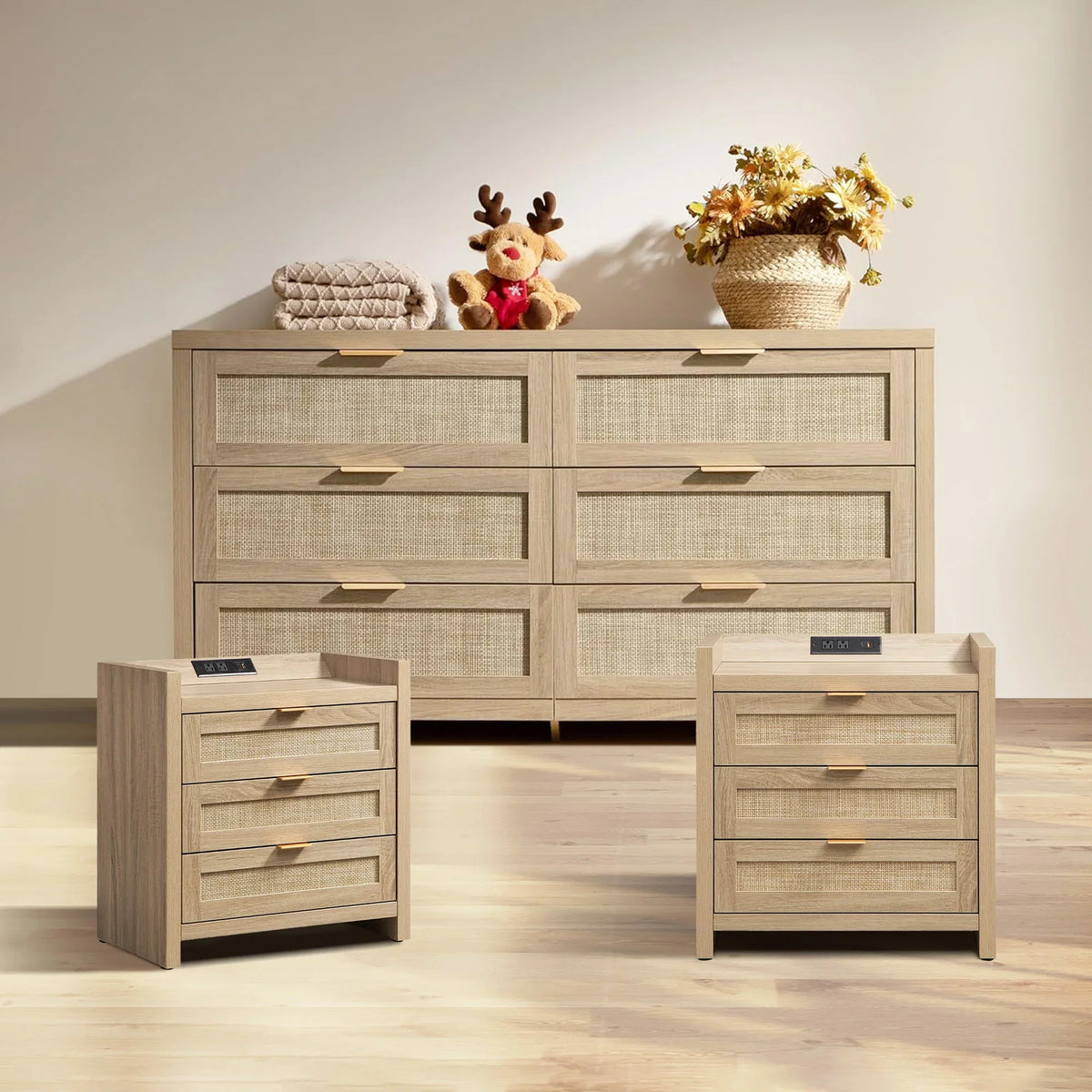 Savanna 6 Drawers Dresser and Nightstands Set