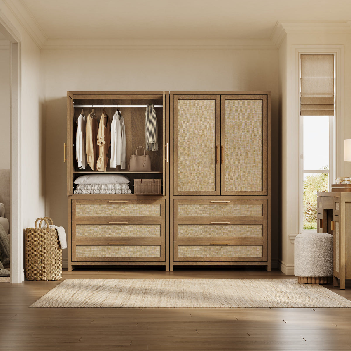 Savanna Boho Wardrobe, Large Storage, Set of 3