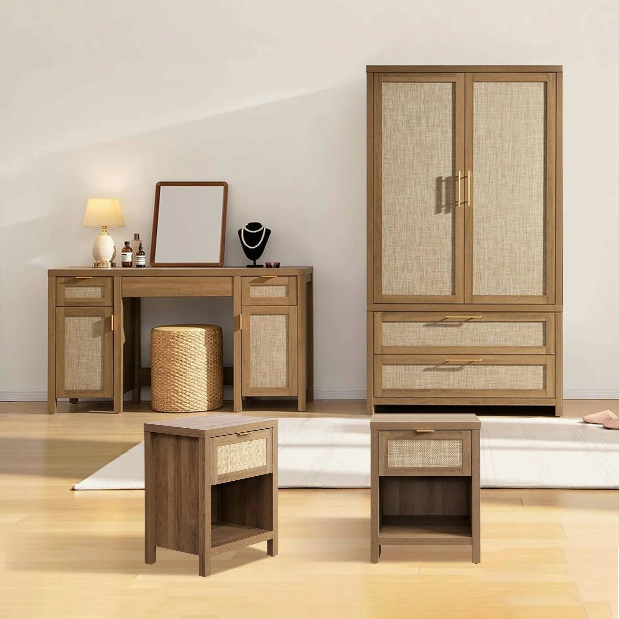 Savanna Vanity Table, Wardrobe and Nightstand Set