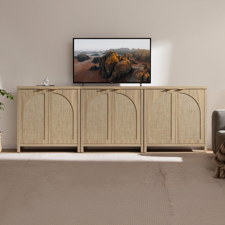 Savanna Rattan TV Stand with Arched Doors up to 100Inch TV