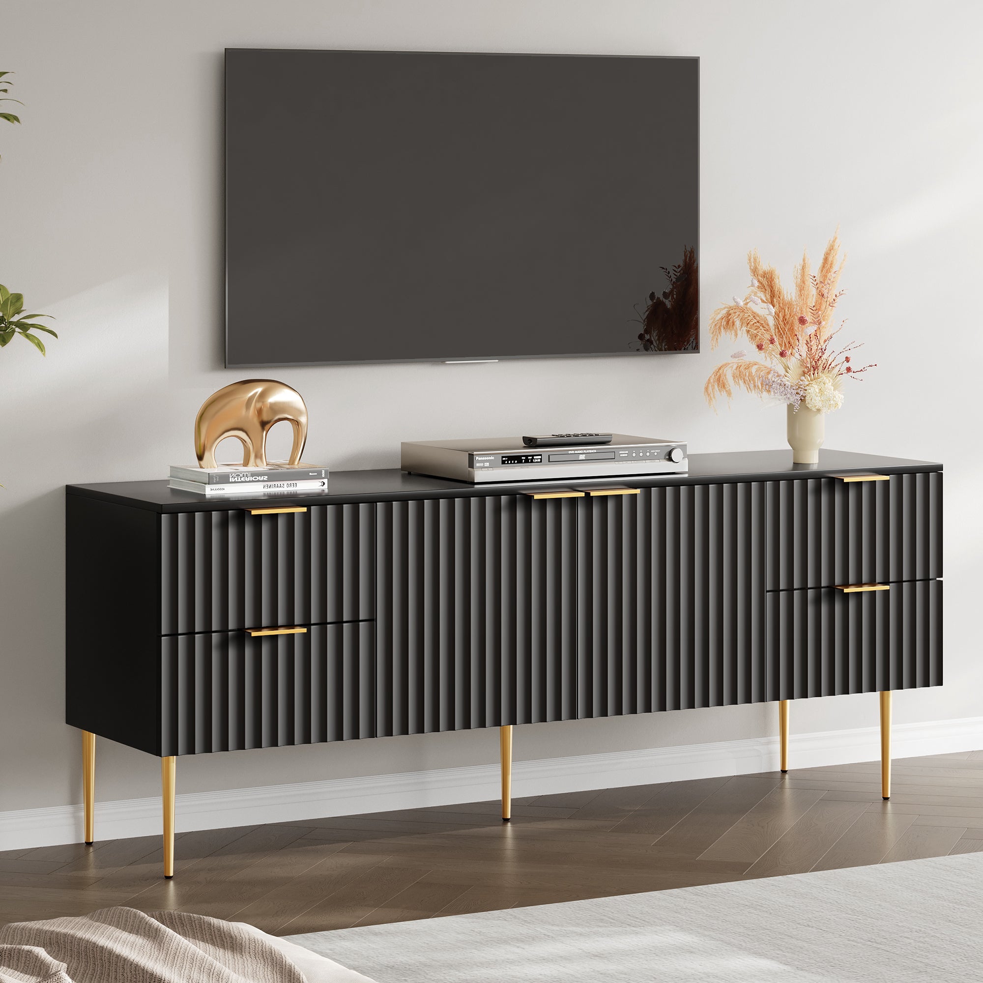 Opus Black TV Stand, Large Storage
