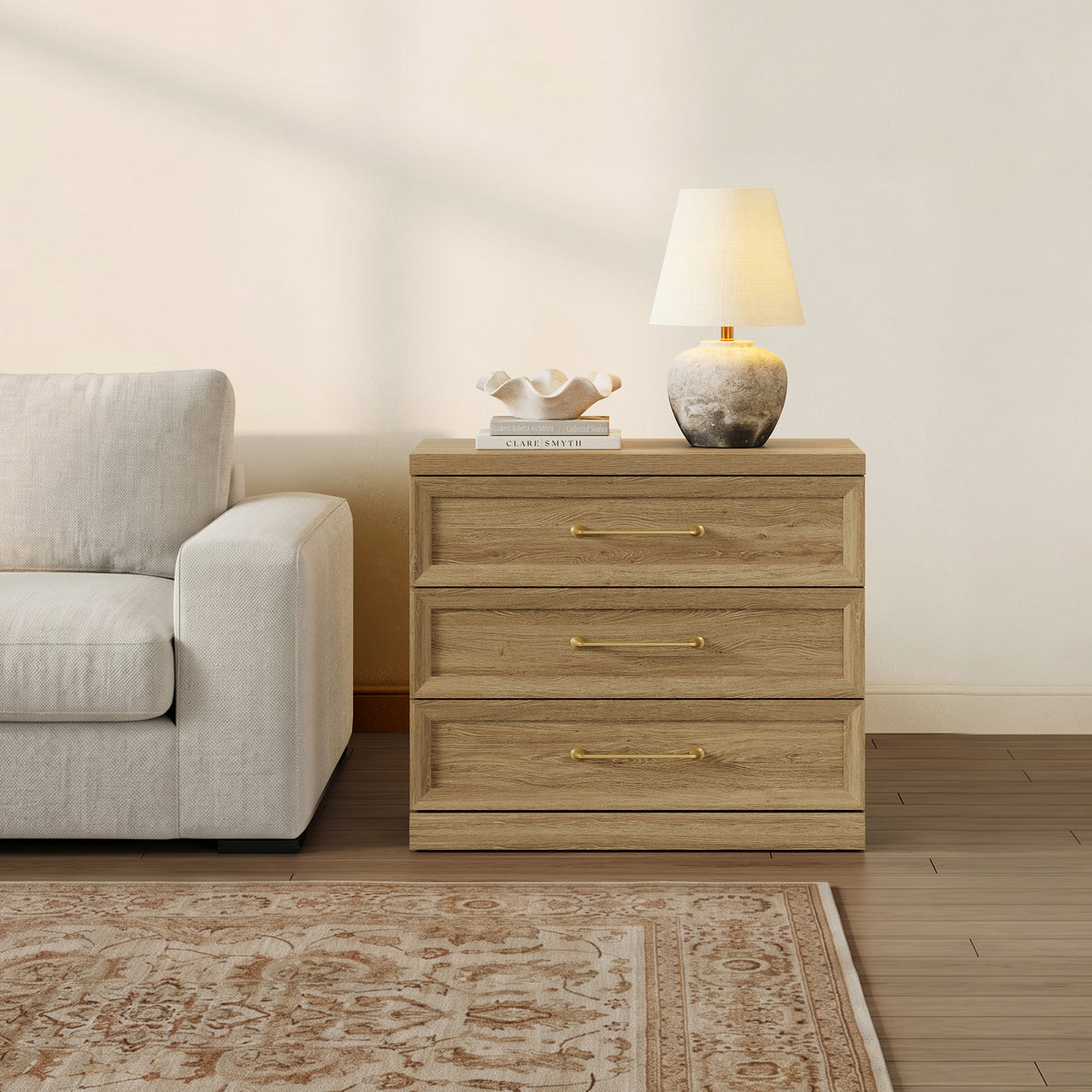 Helio 3-Drawer Nightstand, Bedroom Storage