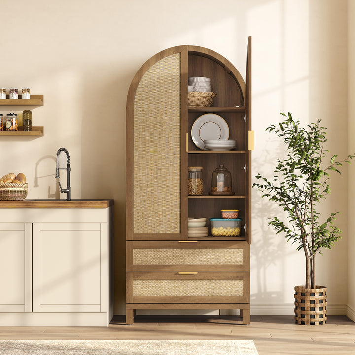 Savanna Arched Buffet Cabinet with Storage, 71Inch Tall