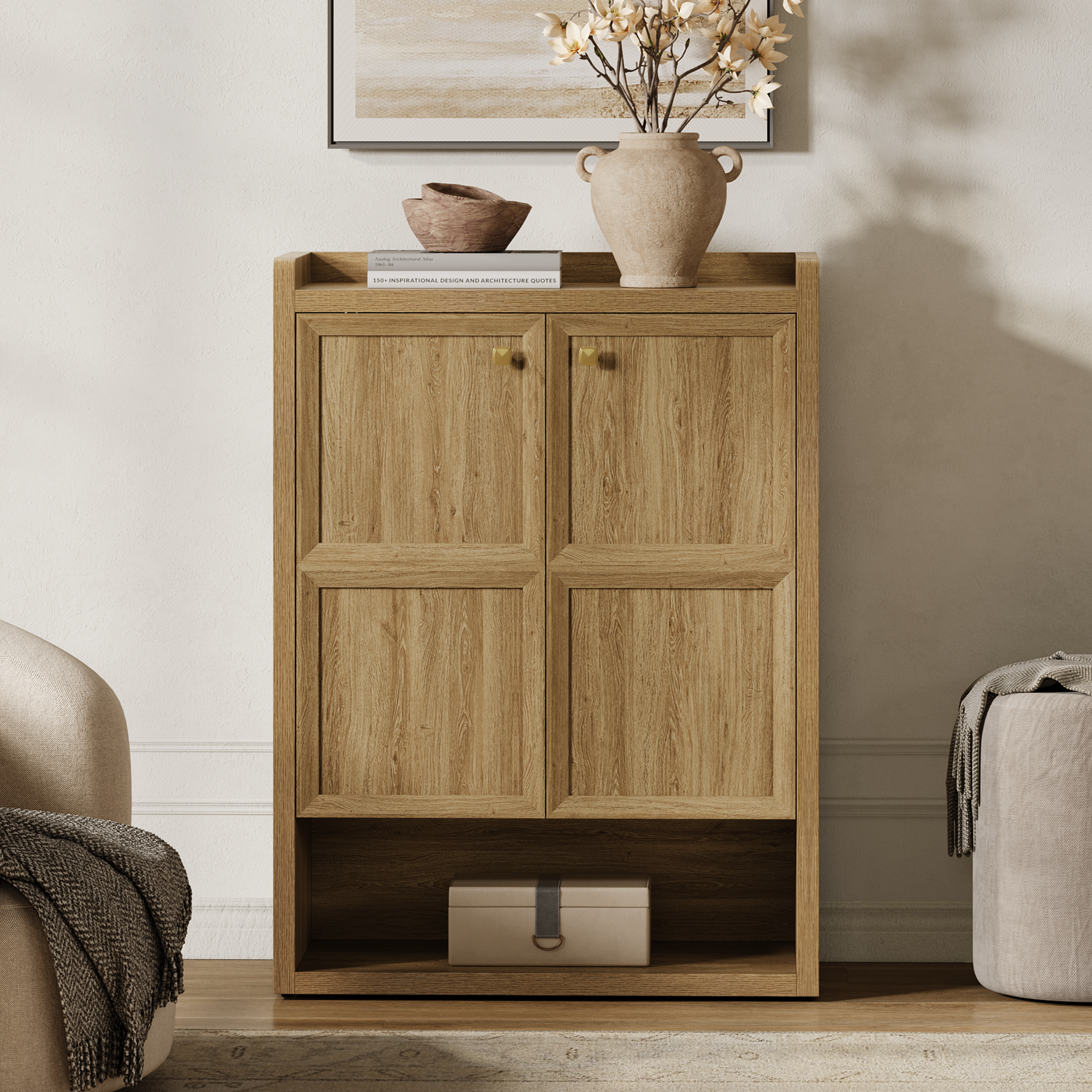 Helio 2-Door Shoe Cabinet, 24 Pairs