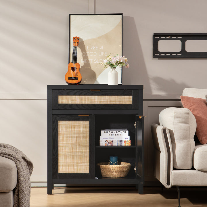 Savanna Black Buffet Cabinet with Drawers
