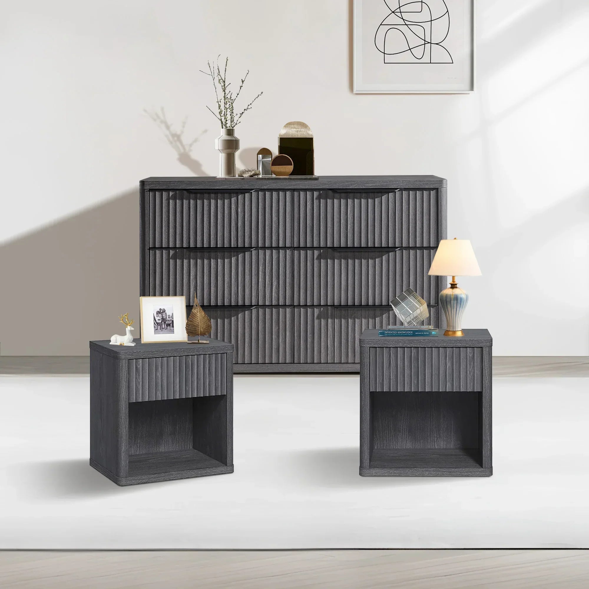 Cas 6 Drawers Dresser and 1 Drawer Nightstands Set