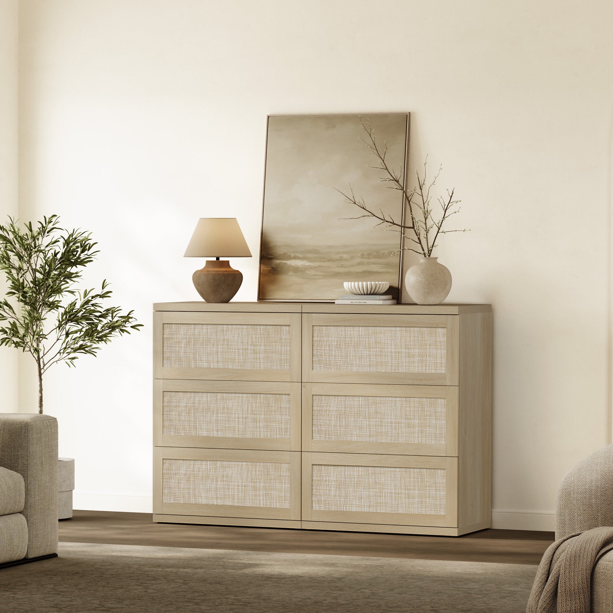 Zura Rattan Sectional Dresser, Large Size Option