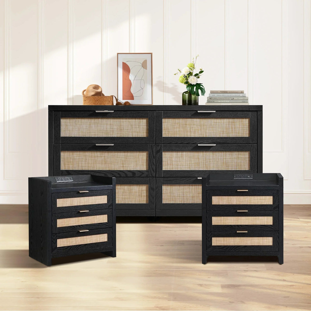 Savanna 6 Drawers Dresser and Nightstands Sets