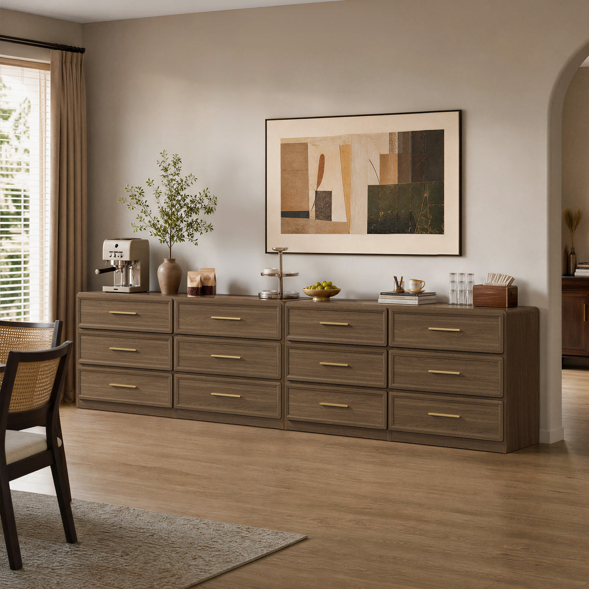 Crescent 64'' Wide Dresser with 6-Drawer, Set of 2