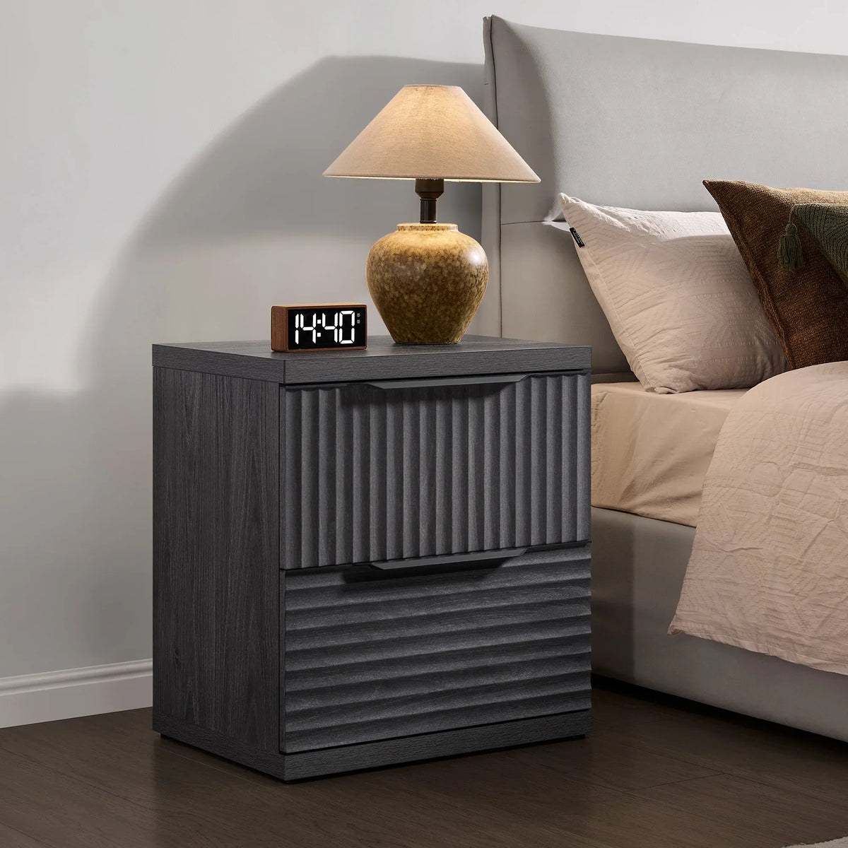 Stria 2 Drawers Nightstand for Bedroom