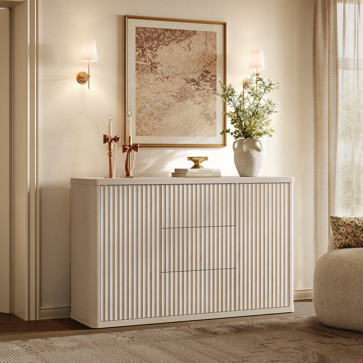 Cas Contemporary Sideboard Cabinet with Storage - Grey Alder - 1 Piece