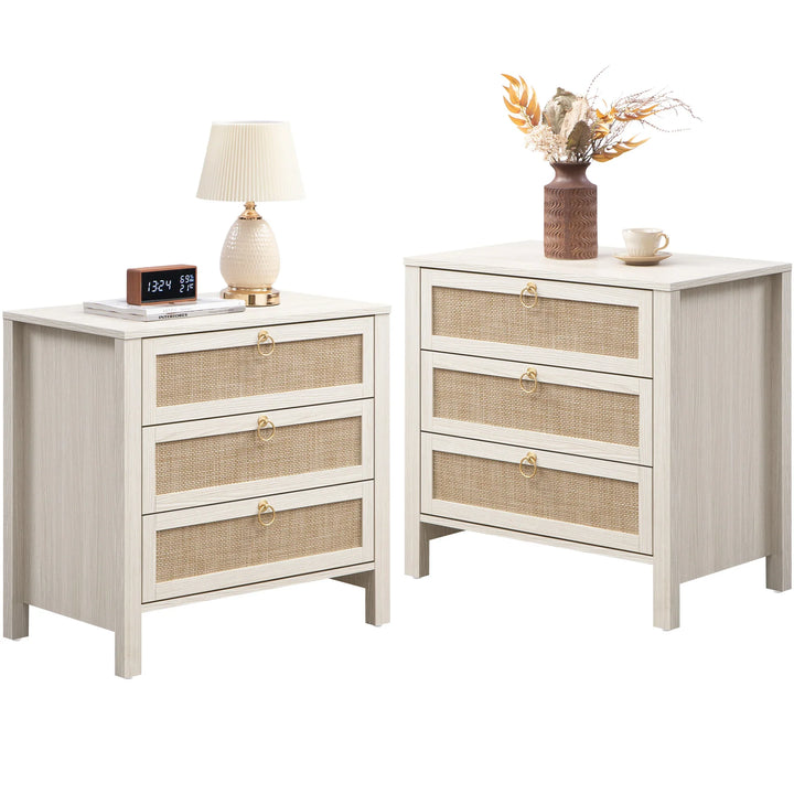 Terra 6 Drawers Dresser And Nightstands Sets, Golden Handle