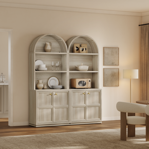 Helio 2-Door Arched Bookcase with Oval Cutout, Set of 2