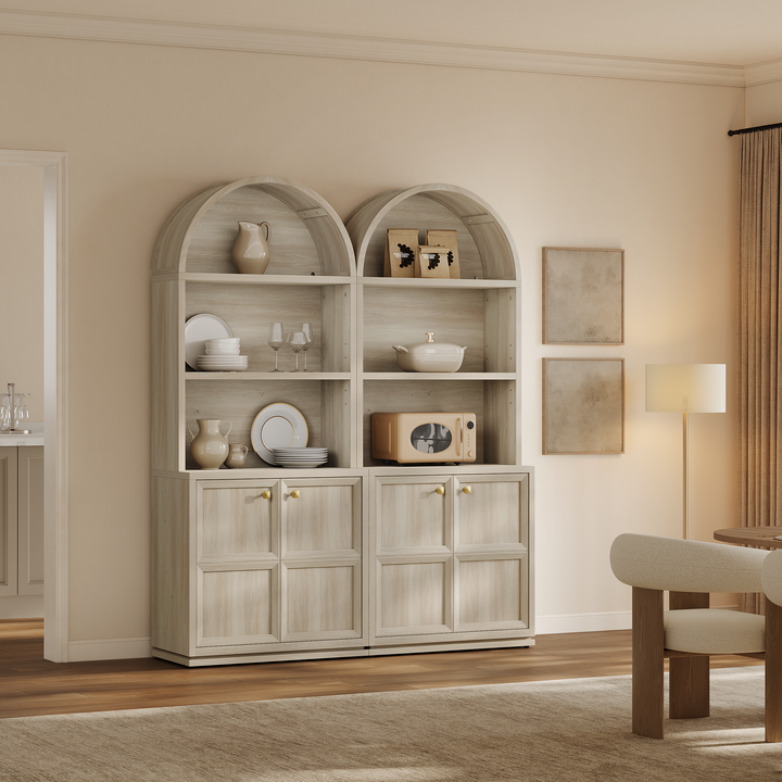 Helio 2-Door Arched Bookcase with Oval Cutout, Set of 2