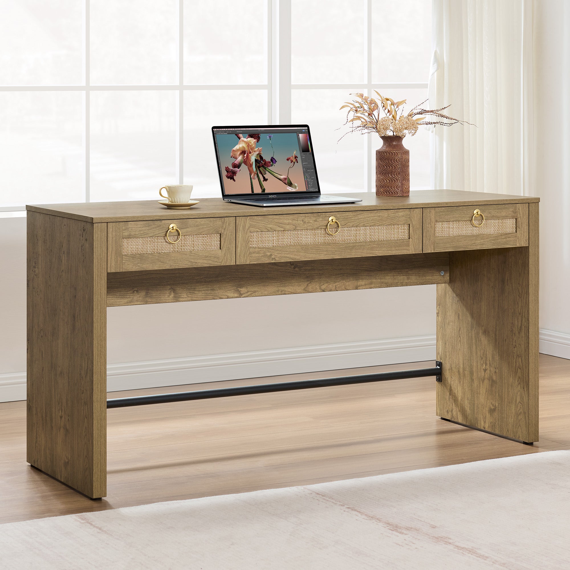 Terra Rattan Computer Desk, 59-Inch Wide