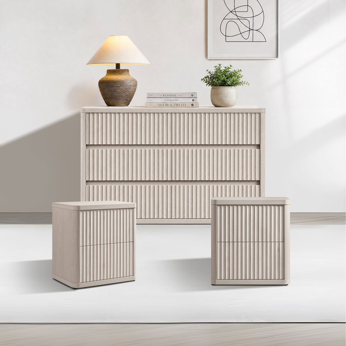 Cas Handleless Dresser and Nightstands Sets