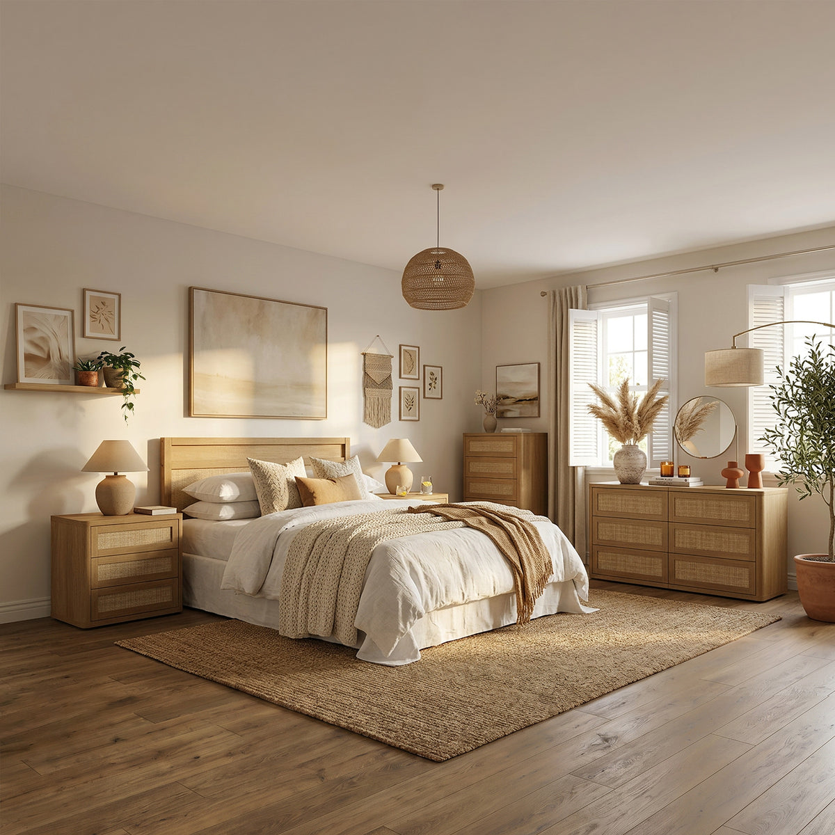 Zura Modular Rattan Dressers and Nightstands Set