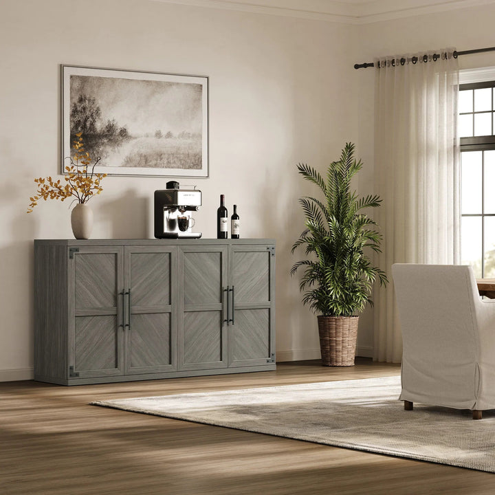 Willow Farmhouse Sideboard with 4 Doors, Set of 2