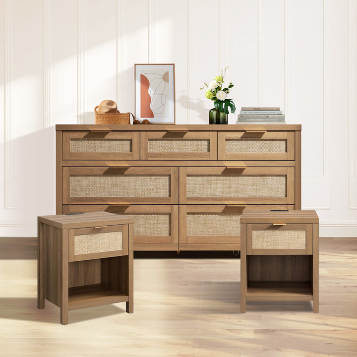 Savanna Rattan Chest Bedroom Set with Charging Station