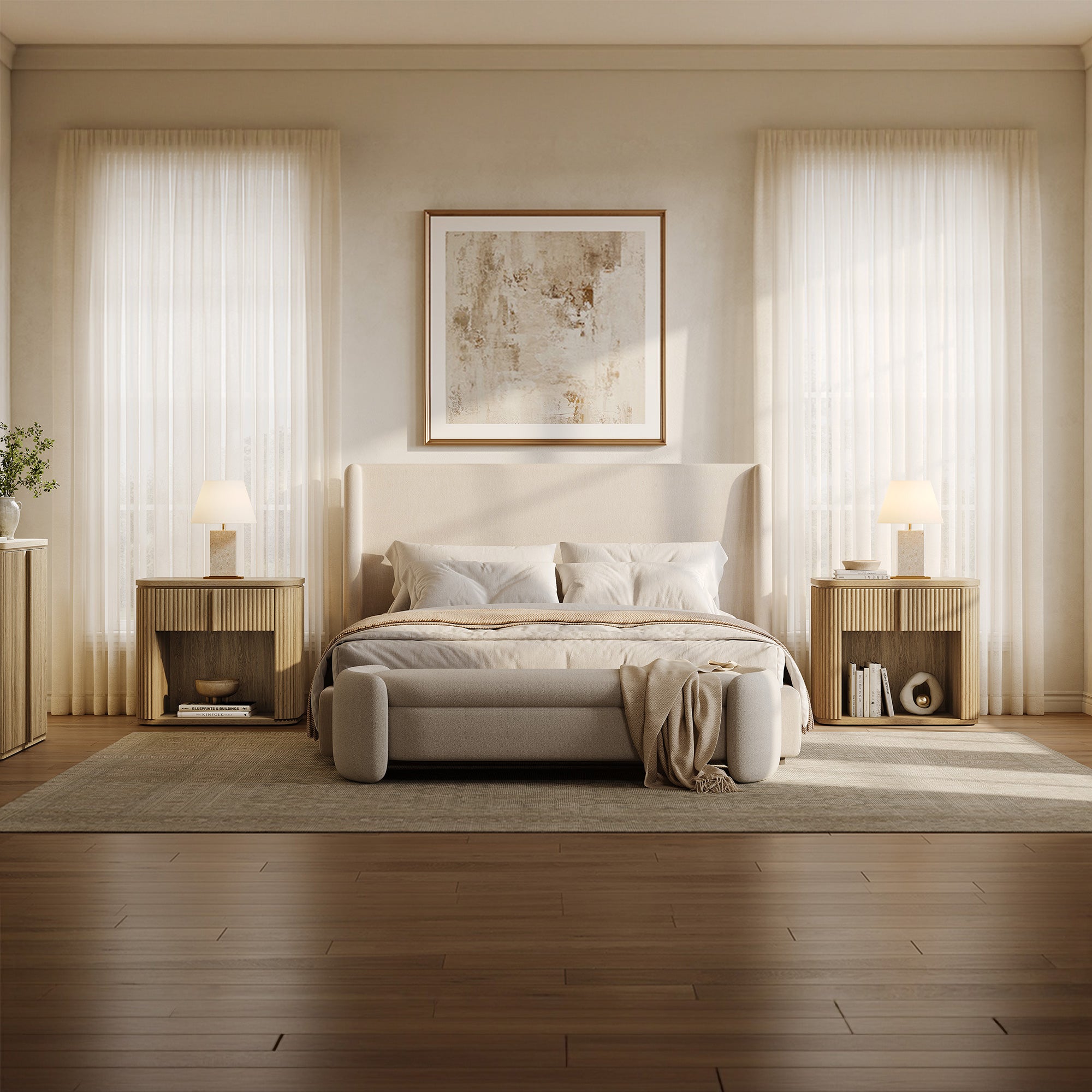 Ripple Nightstand with Drawer, Bedroom Storage