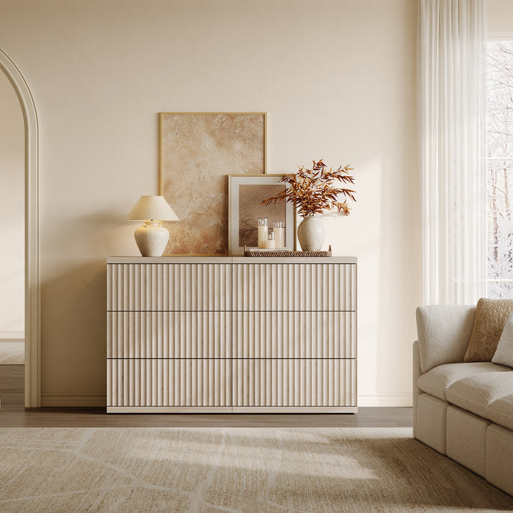 Stria 3-Drawer Sideboard, Fluted Style