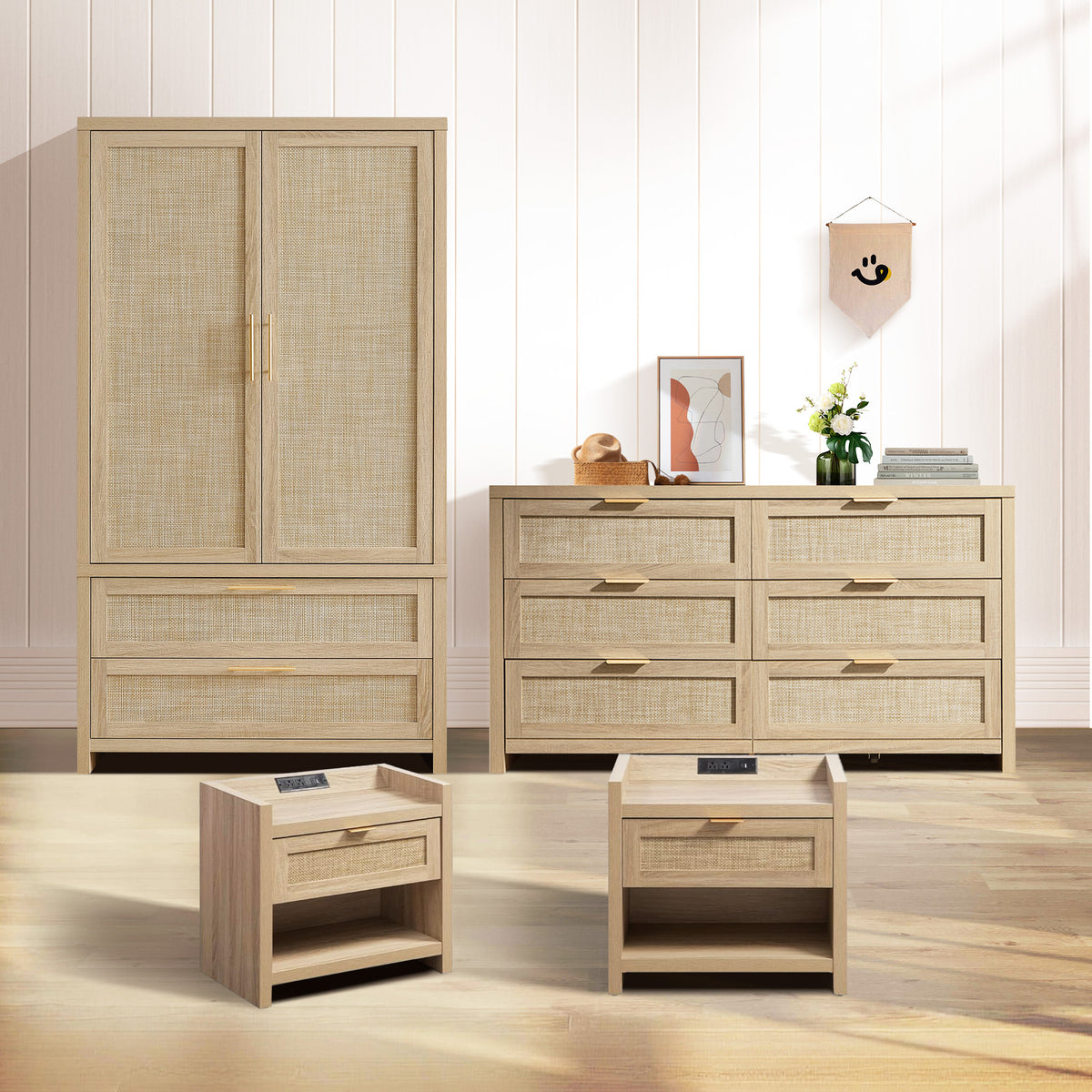 Savanna 6-Drawer Dresser, Wardrobe and 2-Drawer Nightstand Set