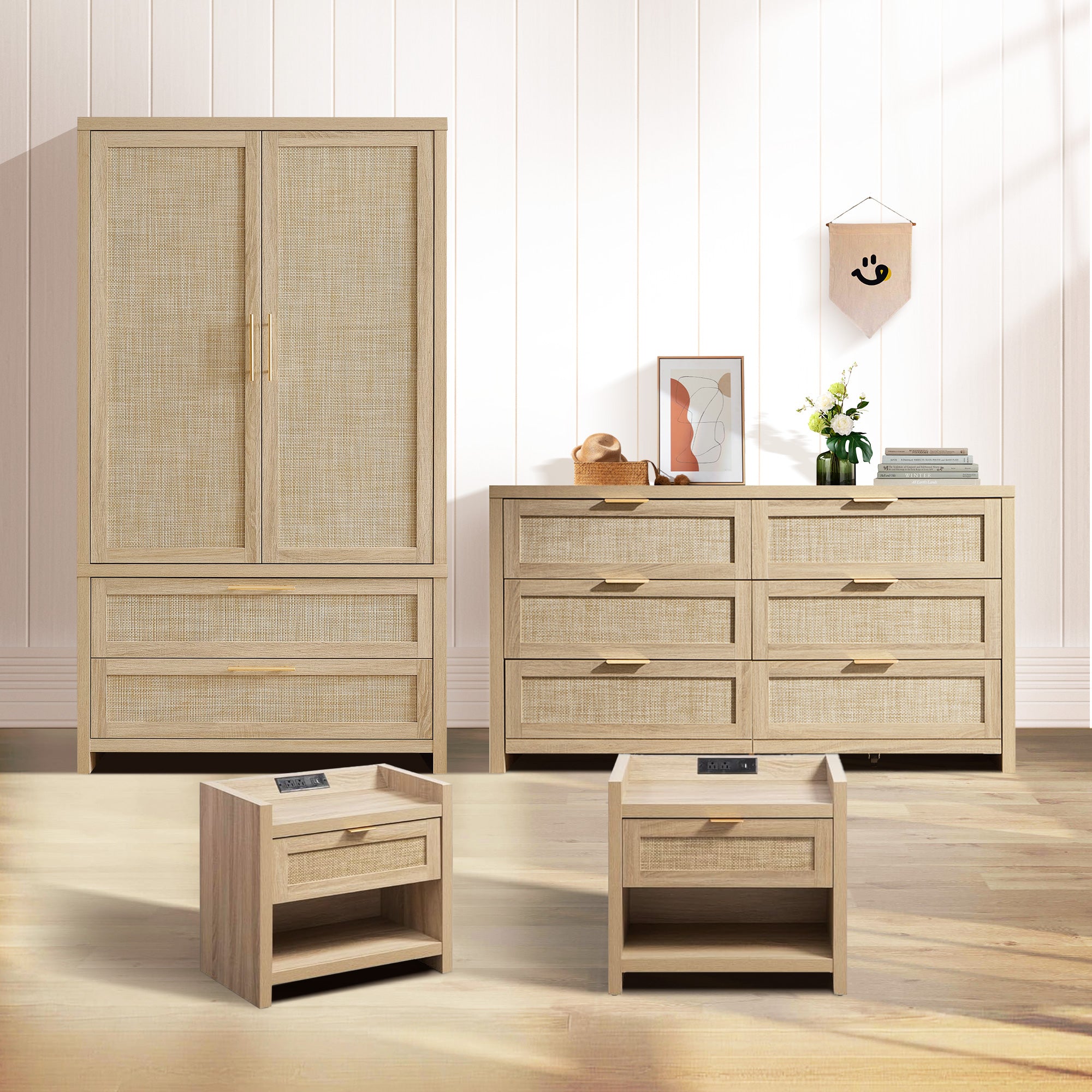 Savanna 6-Drawer Dresser, Wardrobe and 2-Drawer Nightstand Set