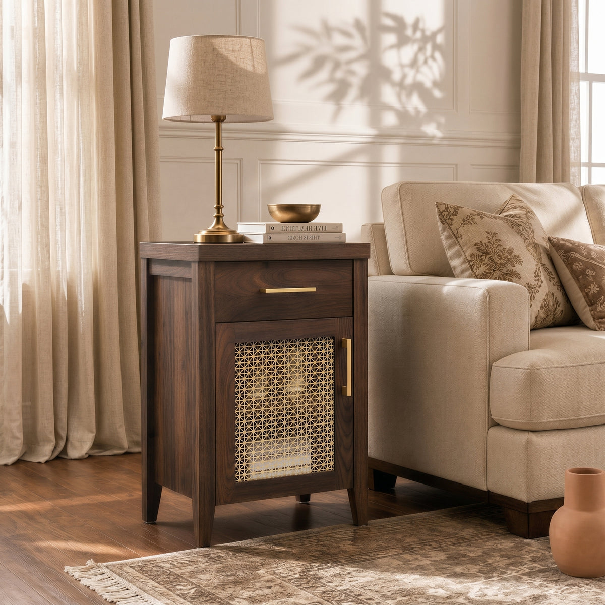 Andy Vintage Nightstand with Storage
