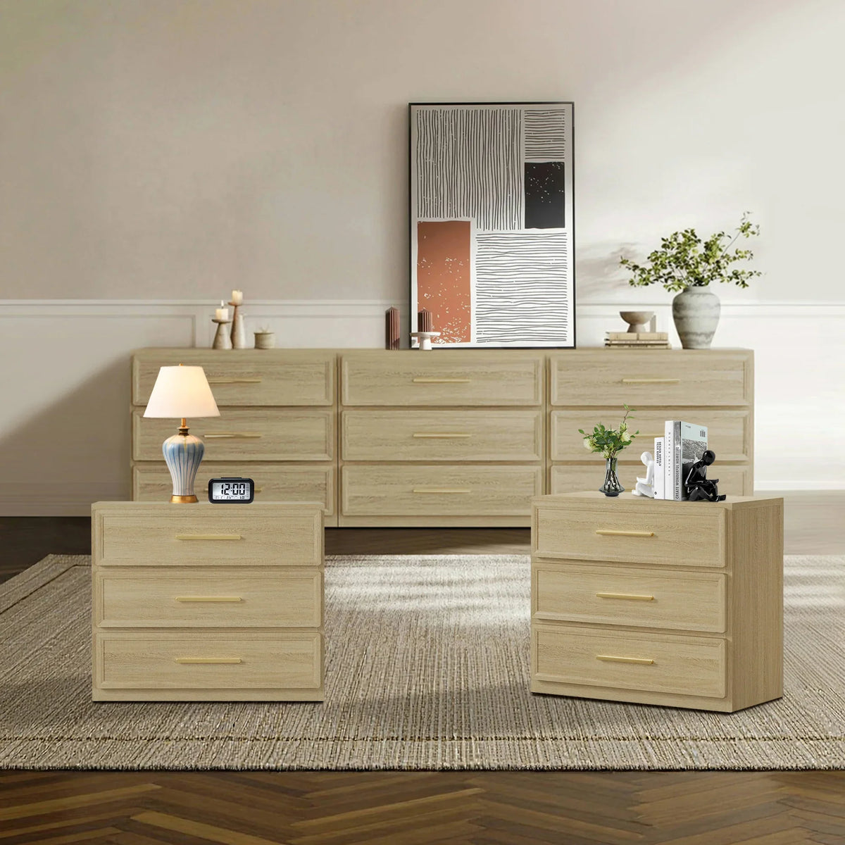 Crescent Modular 26.6'' Tall 9 Drawers Dresser and Nightstands Set