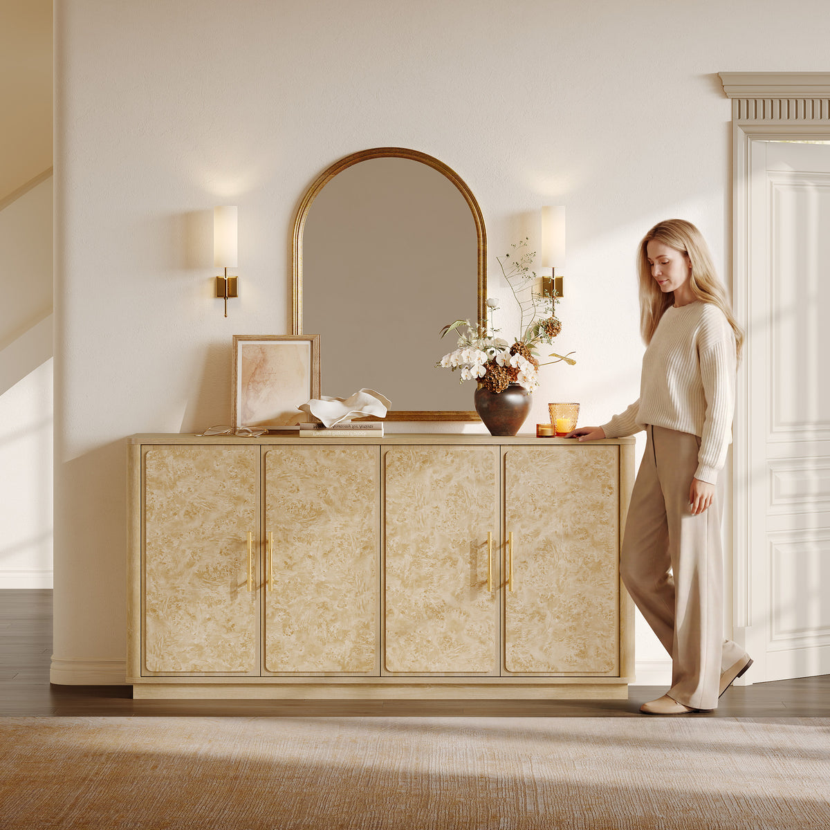 Burluxe Luxury Modern Storage Cabinet, 59-Inch Wide