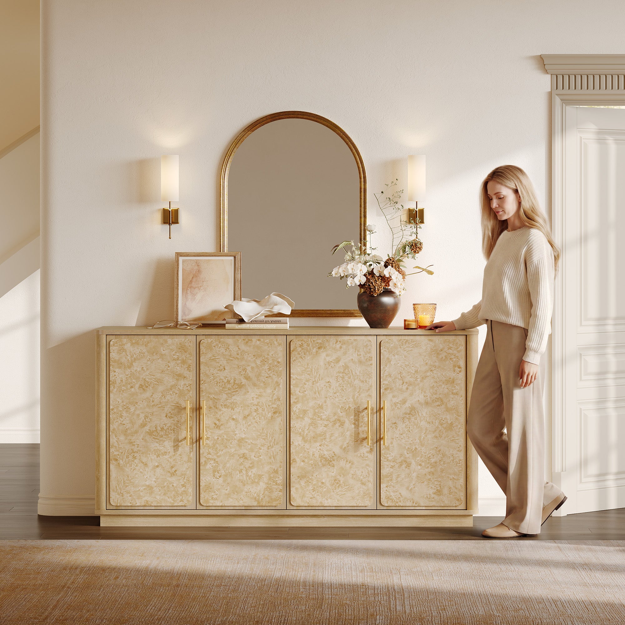 Burluxe Luxury Modern Storage Cabinet, 59-Inch Wide
