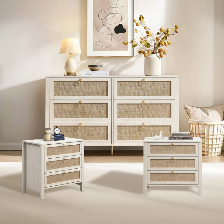 Terra 6 Drawers Dresser And 3 Drawers Nightstands Sets