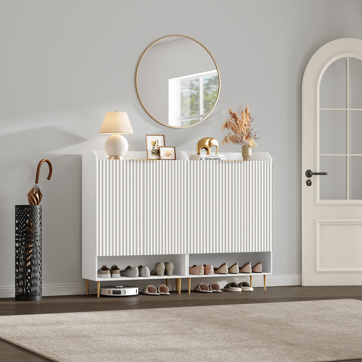 Opus White Shoe Cabinet, Set of 2