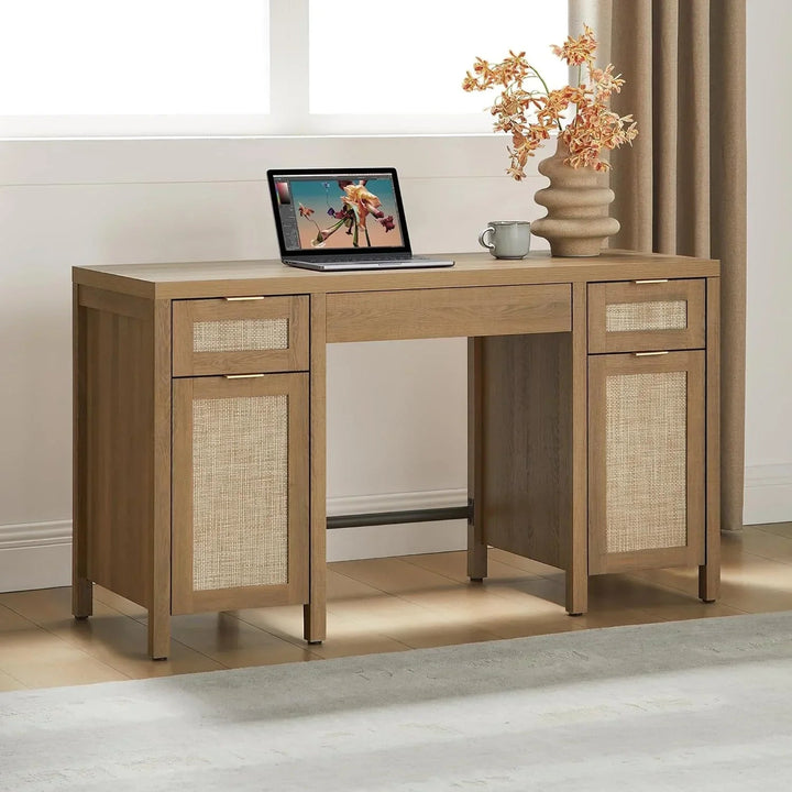 Savanna Rattan Vanity Table with Doors, Set of 2