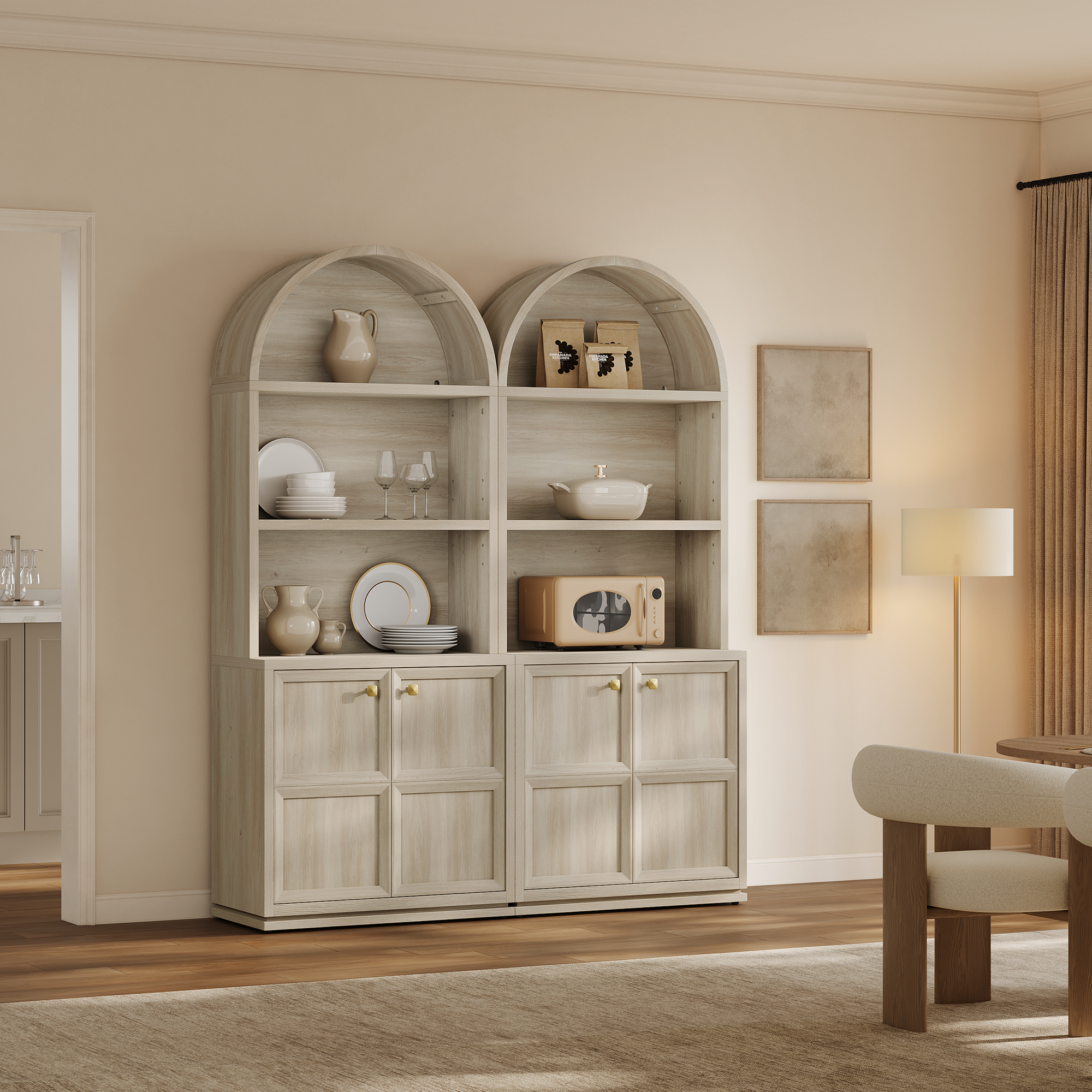 Helio 2-Door Arched Bookcase with Oval Cutout