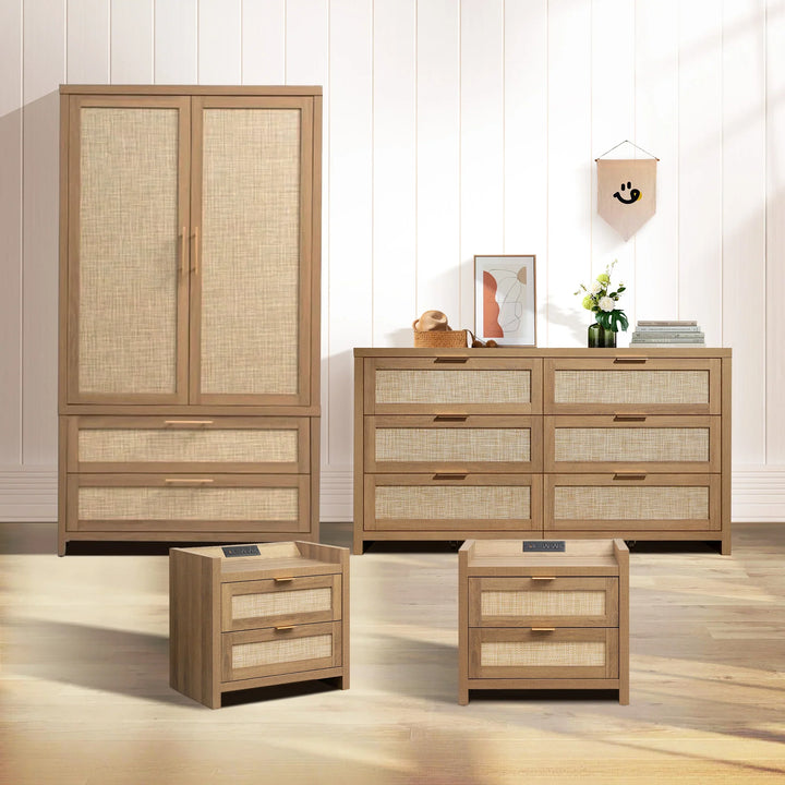 Savanna 6-Drawer Dresser, Wardrobe and 2-Drawer Nightstand Set