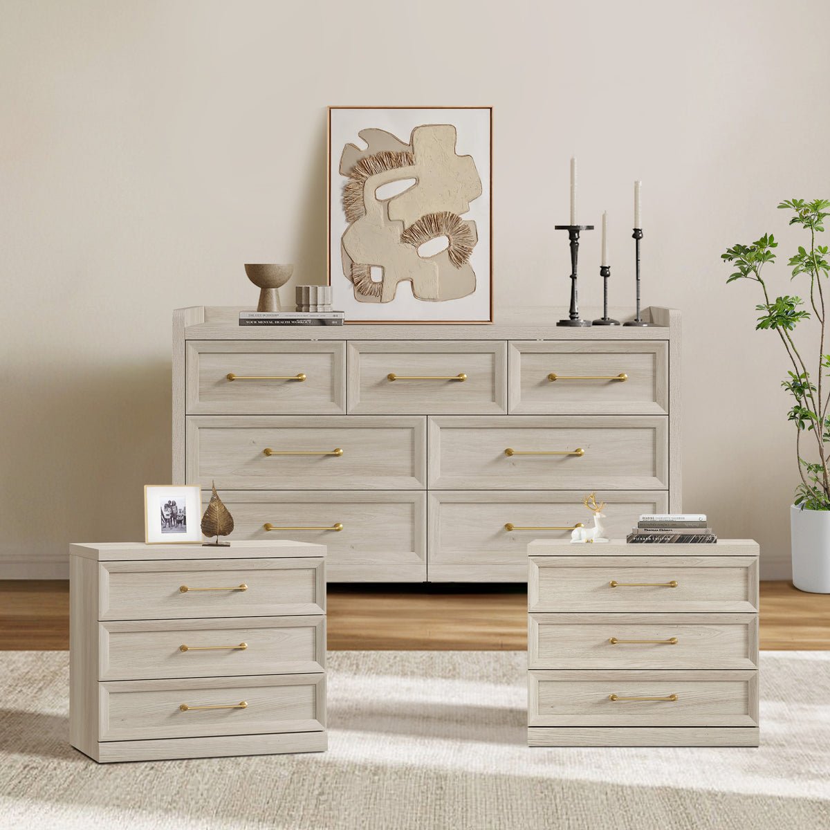 Helio 7-Drawer Dresser and 3-Drawer Nightstands Set