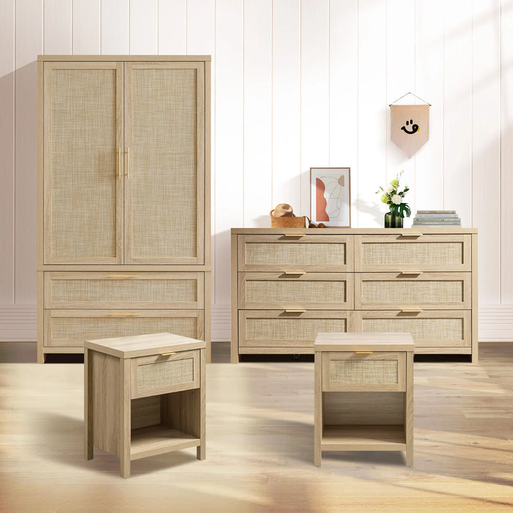 Savanna 6 Drawers Dresser, Wardrobe and Nightstands Set