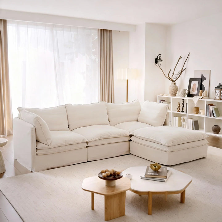 Eira L-Shape Sofa of 3 Seaters with Ottoman