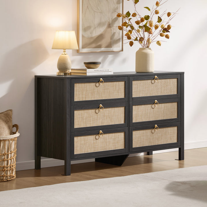 Terra 6-Drawer Black Dresser
