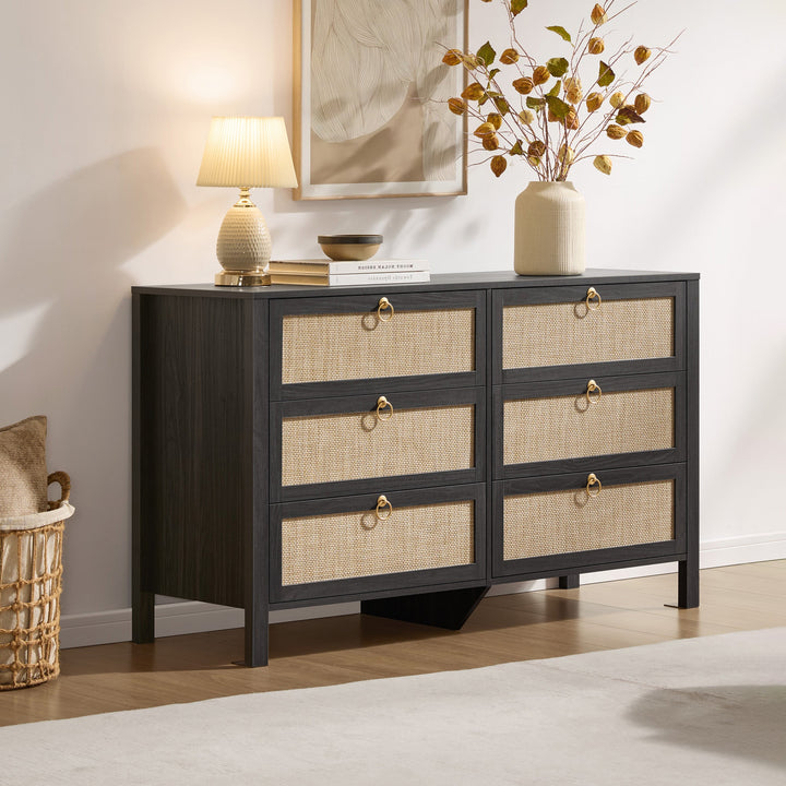 Terra Black Dresser, 6 Drawers, Set of 2