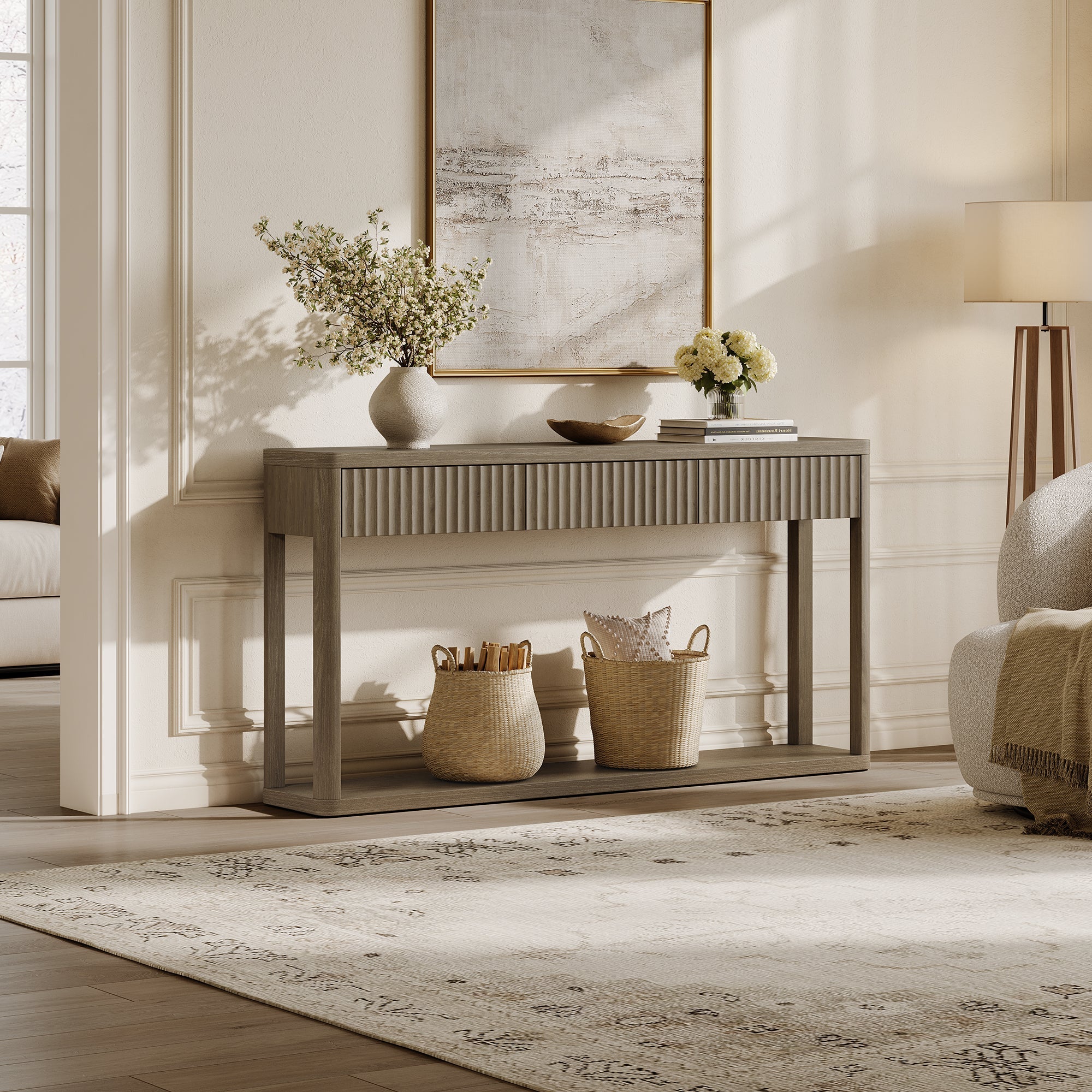 Cas Set of 2 Modern Entryway Tables, 60'' Wide