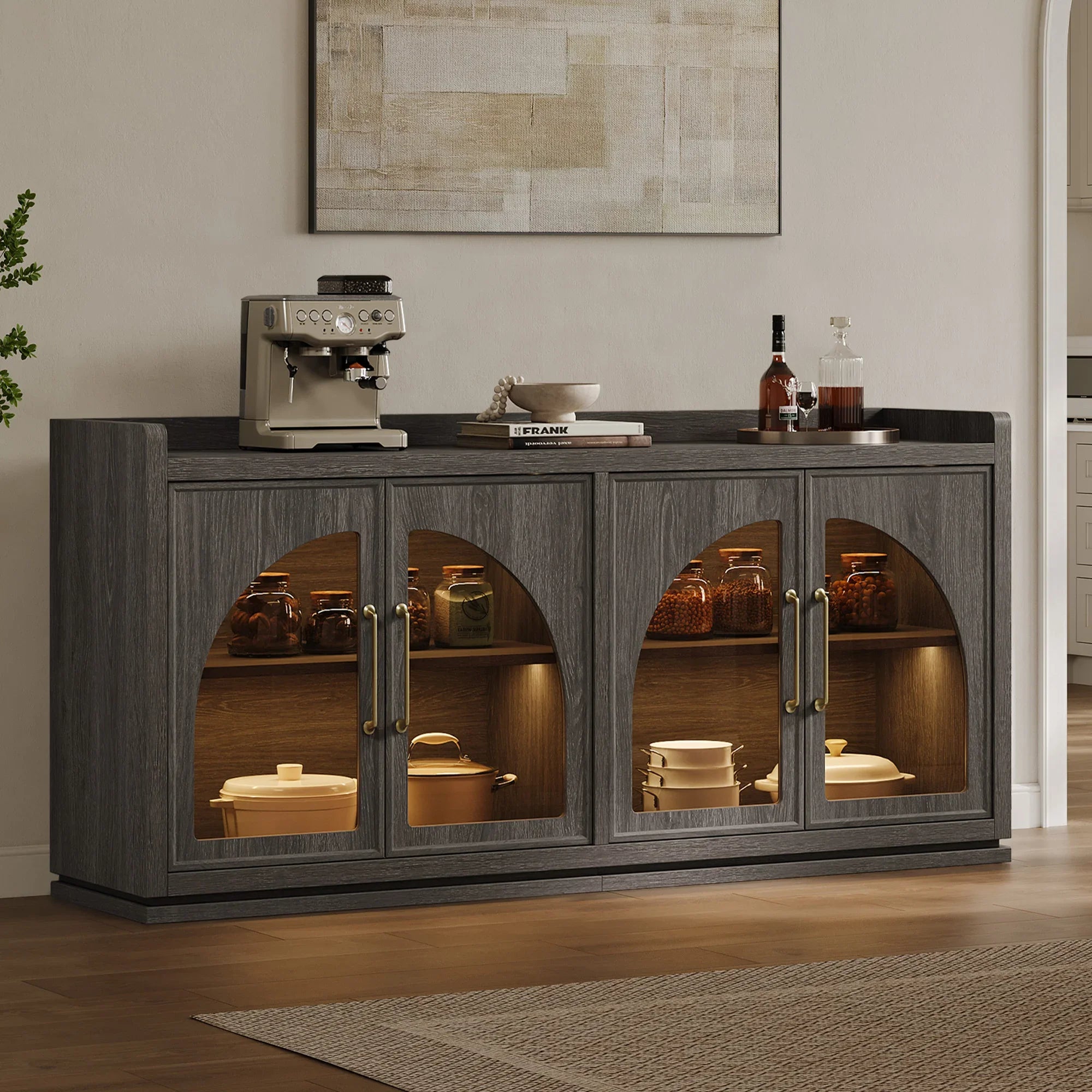 Helio Glass-Door Sideboard Cabinet