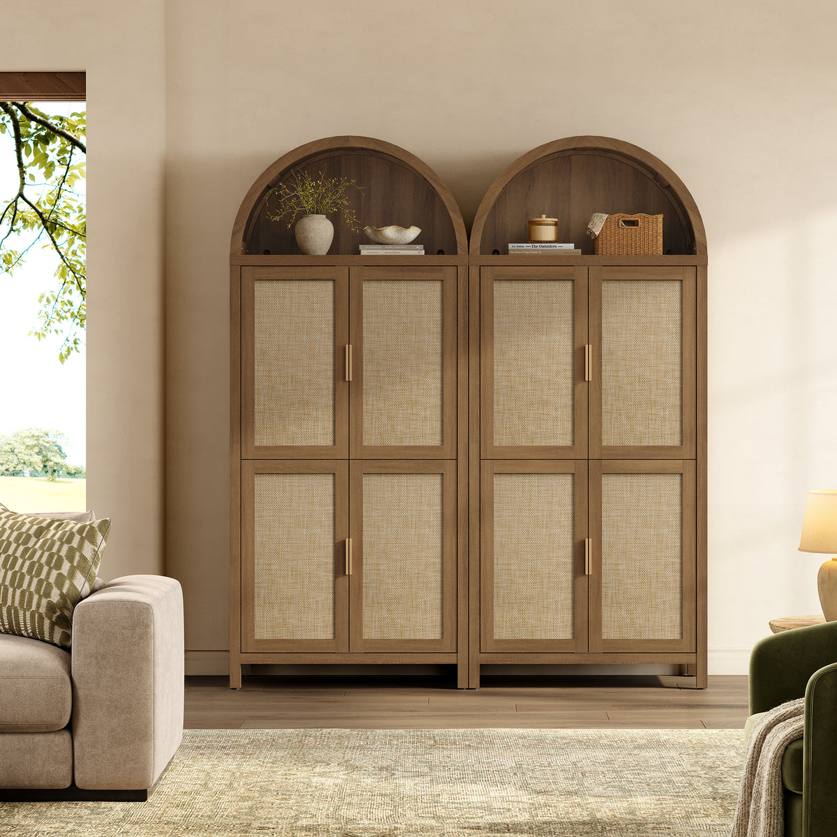 Savanna 72.8Inch-Tall Pantry Cabinet, Arched Design