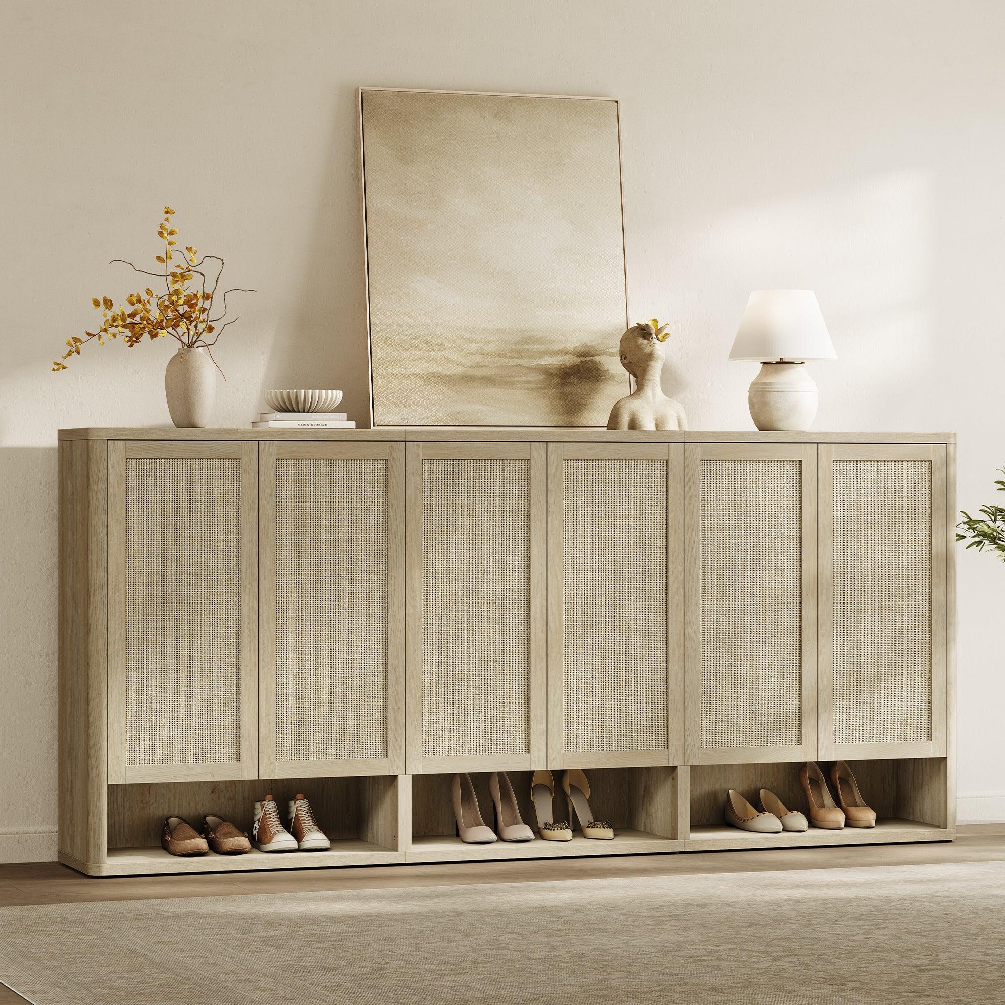 Zura Modern 3-Piece Rattan Shoe Cabinet