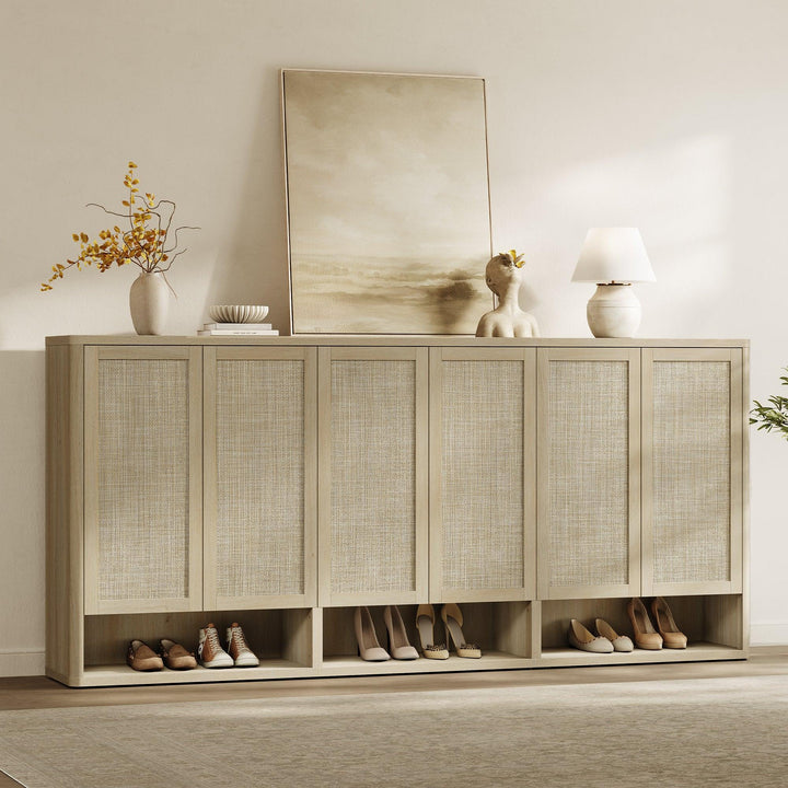 Zura Modern 3-Piece Rattan Shoe Cabinet